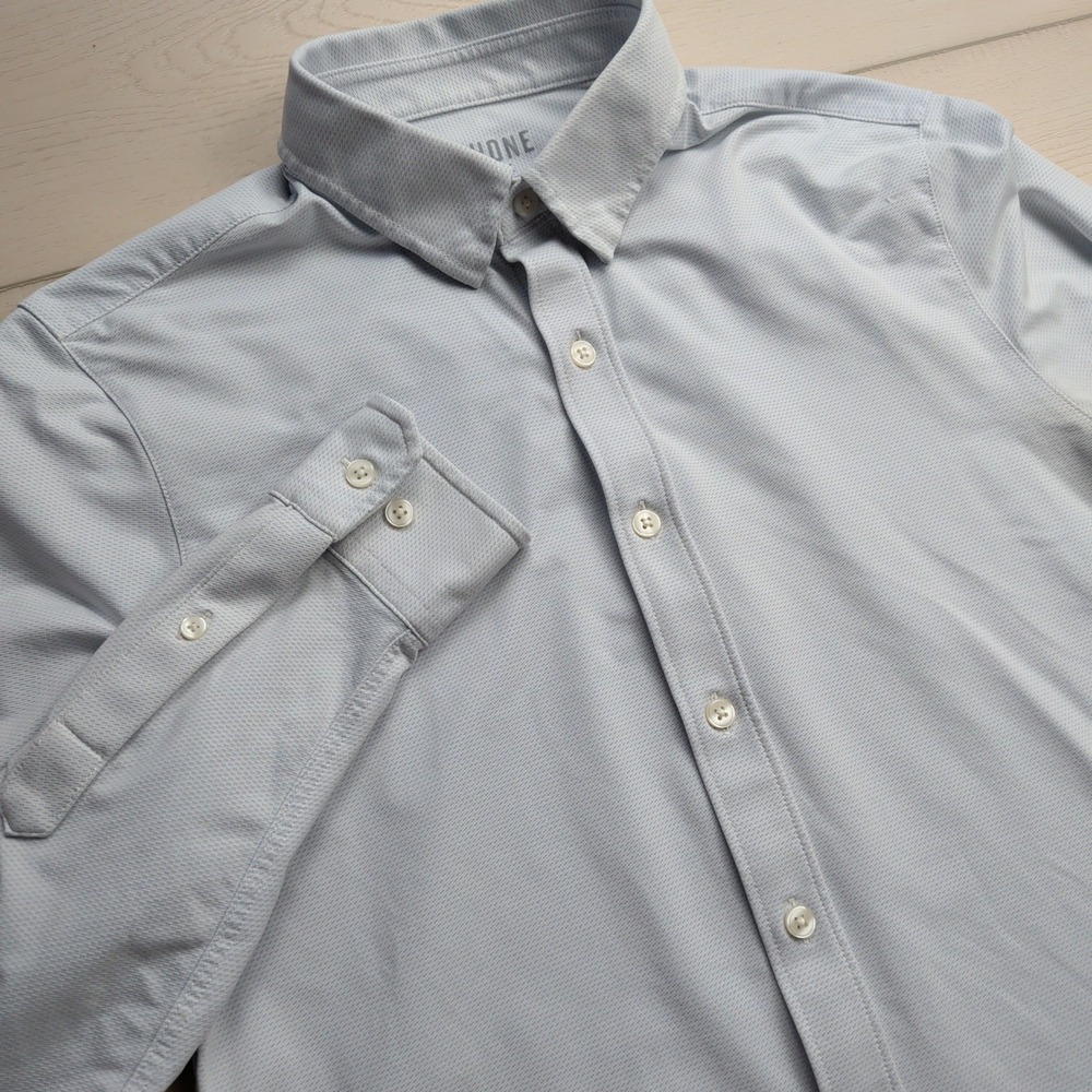 Rhone Commuter Shirt Mens S Slim Fit Blue Performance Button Down Italian Fabric